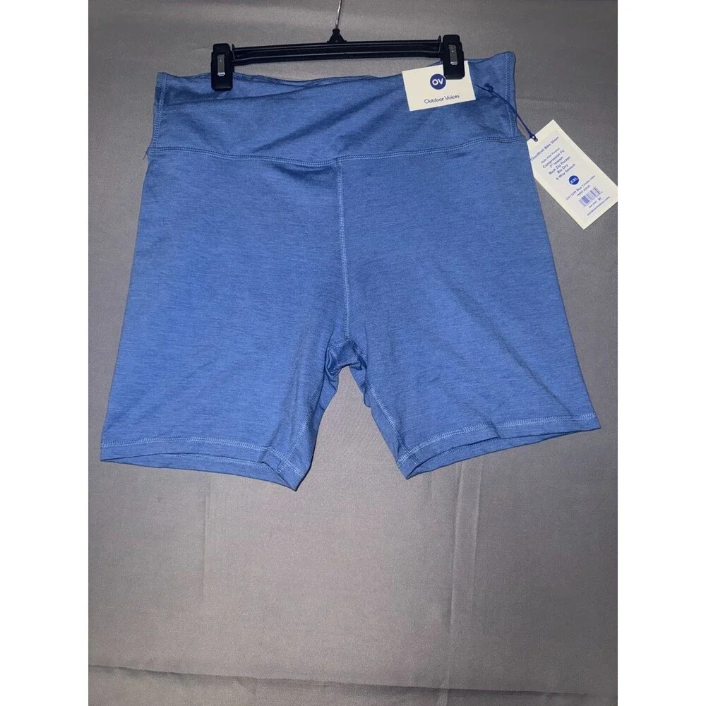 Outdoor Voices CloudKnit 7 In Sculpting Biker Womens Blue High Rise Shorts XXL